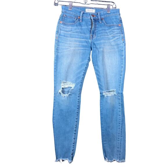 Madewell Womens Jeans Blue 9" High Rise Skinny Distressed Stretch 26P - Picture 1 of 11